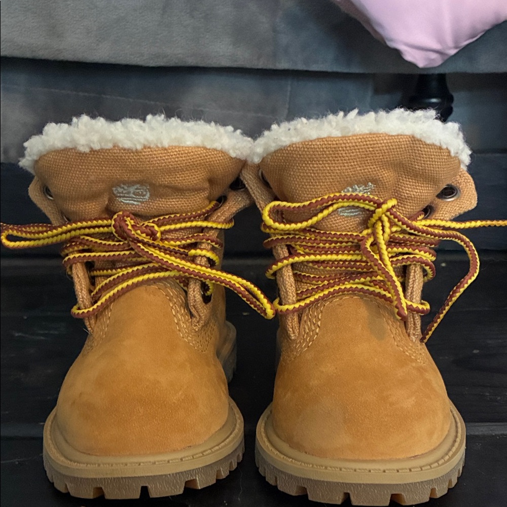 Timberland Kids Brown Boots with Yellow Laces
